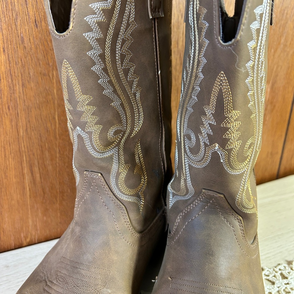 Canyon Trails Mens Cowboy Western Boots Brown Leather Round Toe 10M - Picture 2 of 7